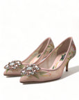 Elegant Pink Floral Crystal Pumps