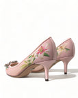 Elegant Pink Floral Crystal Pumps