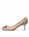 Elegant Pink Floral Crystal Pumps