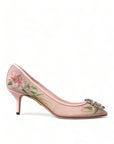 Elegant Pink Floral Crystal Pumps