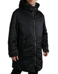 Elegant Black Hooded Parka Jacket