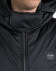 Elegant Black Hooded Parka Jacket