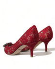 Radiant Red Lace Heels with Crystals