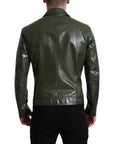 Emerald Elegance Leather Biker Jacket