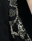 Elegant Embellished Black Overcoat Jacket