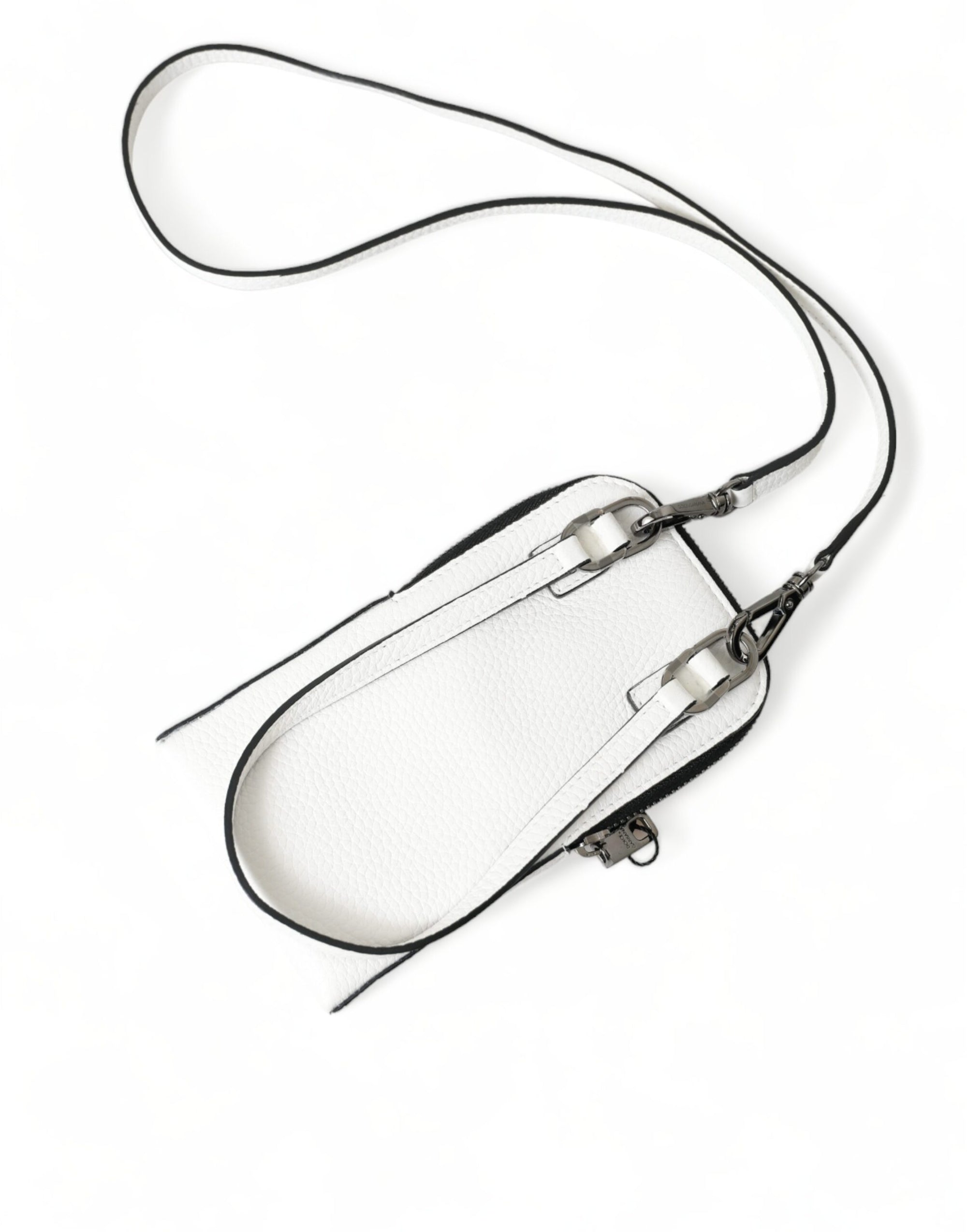 Elegant White Leather Crossbody Phone Bag