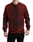 Red Leopard Nylon Bomber Jacket