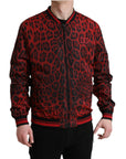 Red Leopard Nylon Bomber Jacket