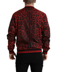 Red Leopard Nylon Bomber Jacket