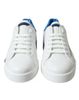 Elegant White and Blue Low-Top Sneakers