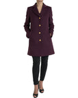 Elegant Purple Wool-Cashmere Trench Coat