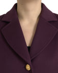 Elegant Purple Wool-Cashmere Trench Coat