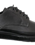 Elegant Derby Lace-Up Leather Shoes in Black