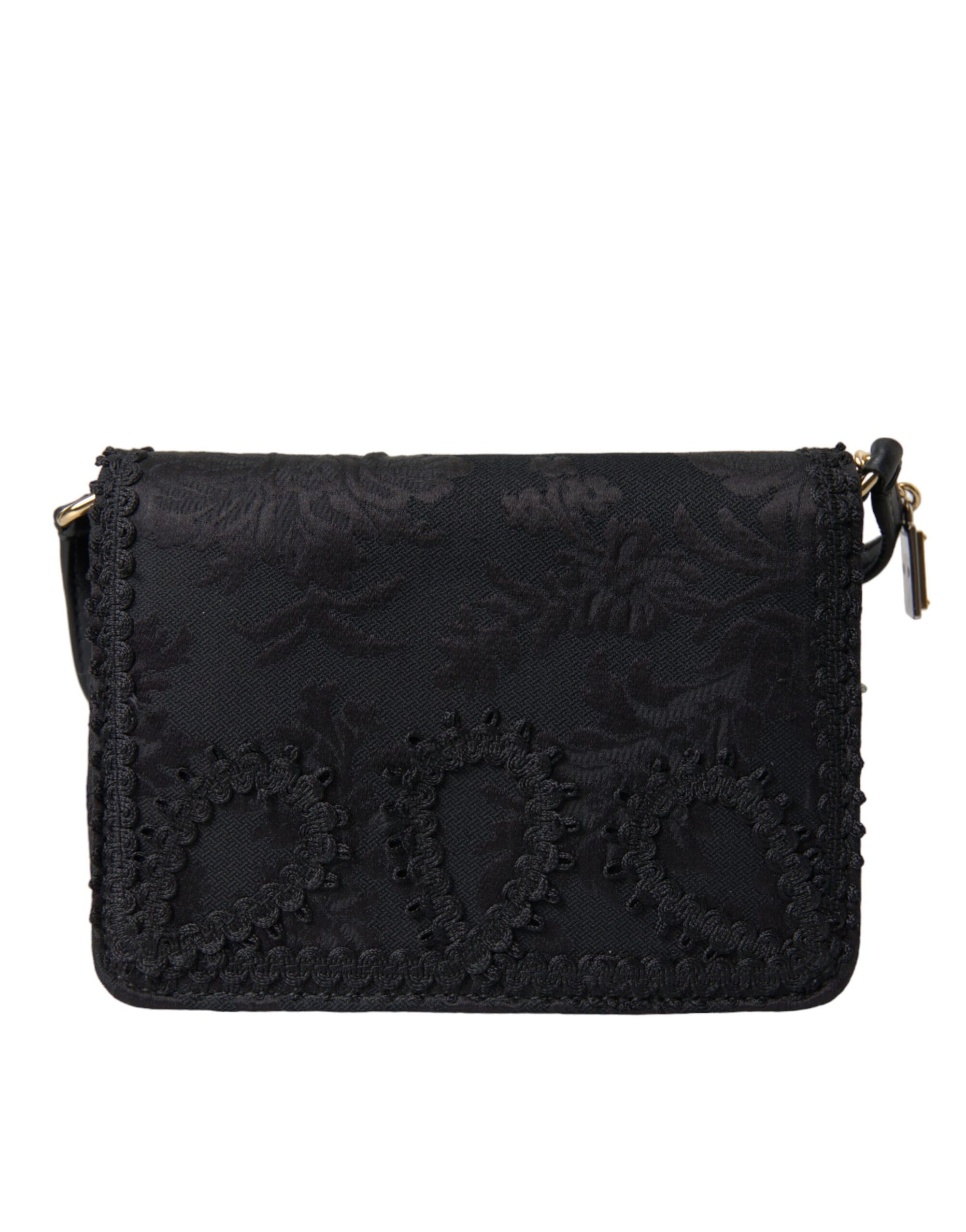 Elegant Gold-Black Baroque Fabric Crossbody Bag