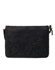 Elegant Gold-Black Baroque Fabric Crossbody Bag