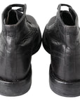 Equisite Black Lace-Up Leather Boots