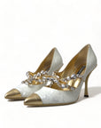 Elegant White Patent Crystal Bow Heels