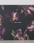 Black Purple Tulip Print Fur Mary Janes Pumps