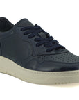 Elegant Navy Blue Leather Sneakers