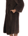 Elegant Brown Raccoon Fur Knee-Length Coat