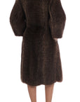 Elegant Brown Raccoon Fur Knee-Length Coat