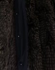 Elegant Brown Raccoon Fur Knee-Length Coat