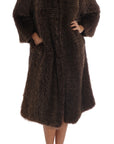 Elegant Brown Raccoon Fur Knee-Length Coat