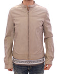 Elegant Beige Leather Lambskin Jacket