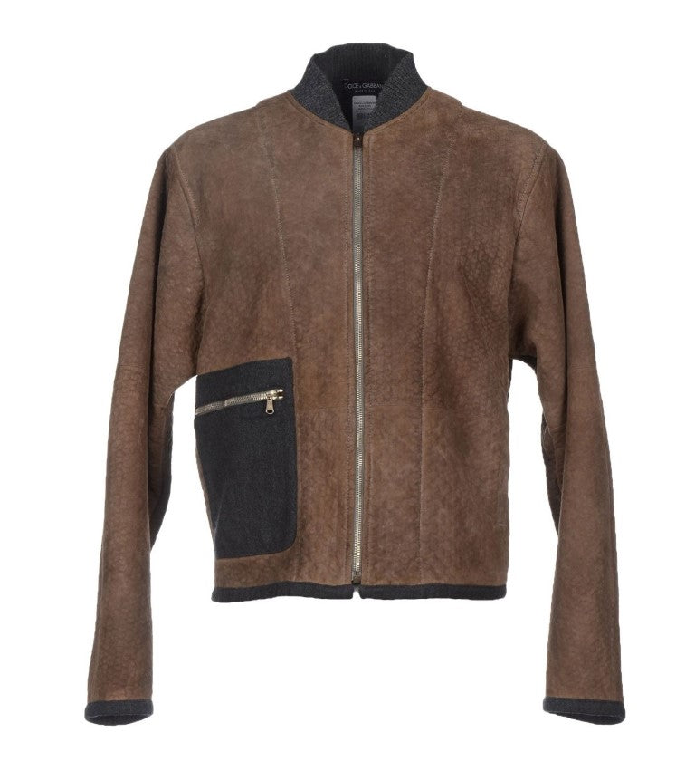 Elegant Leather &amp; Wool Blend Jacket