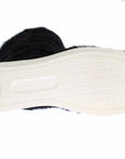 Elegant Black Fur Leather Flat Sneaker Boots