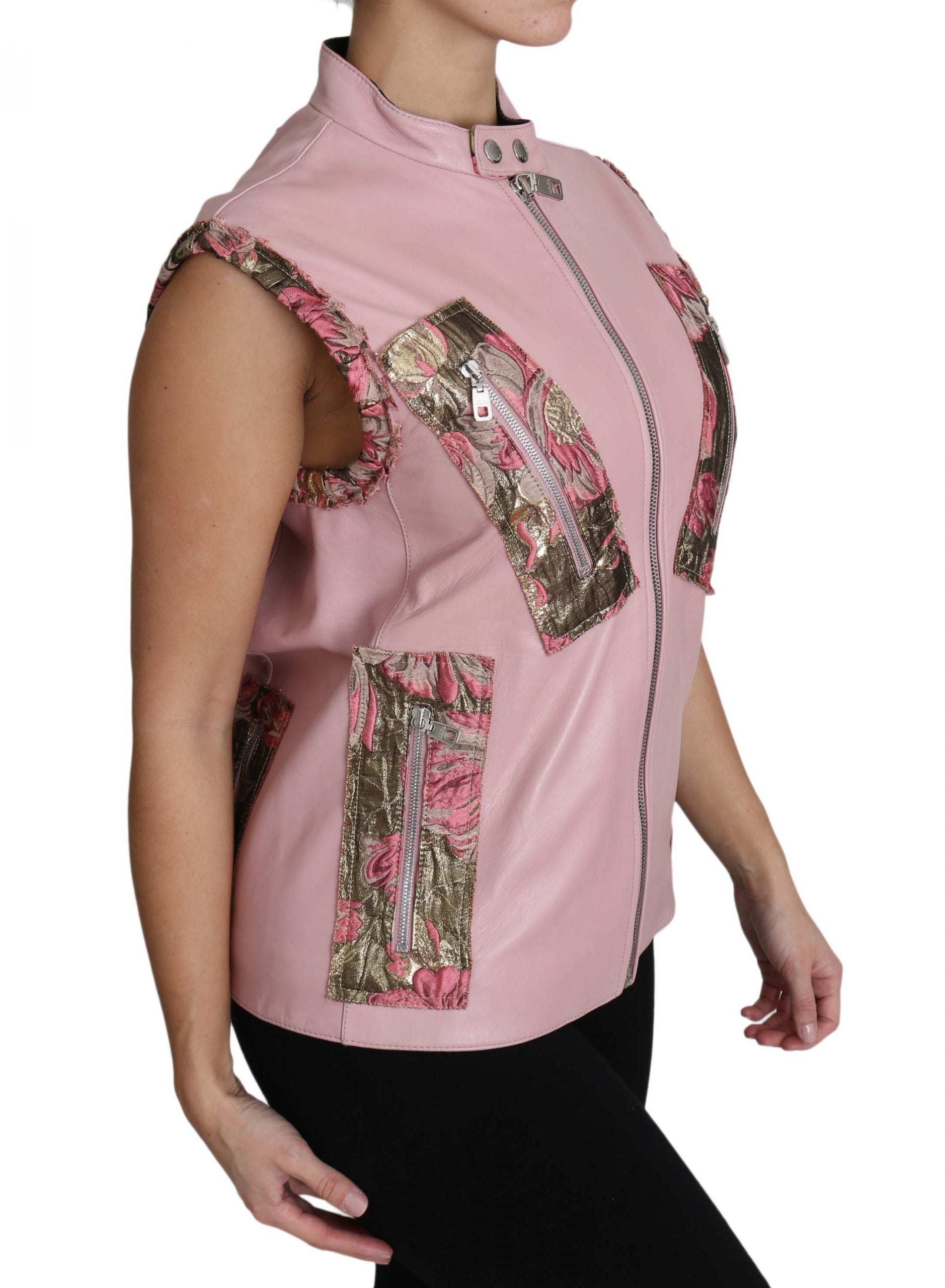 Stunning Pink Sleeveless Leather Vest