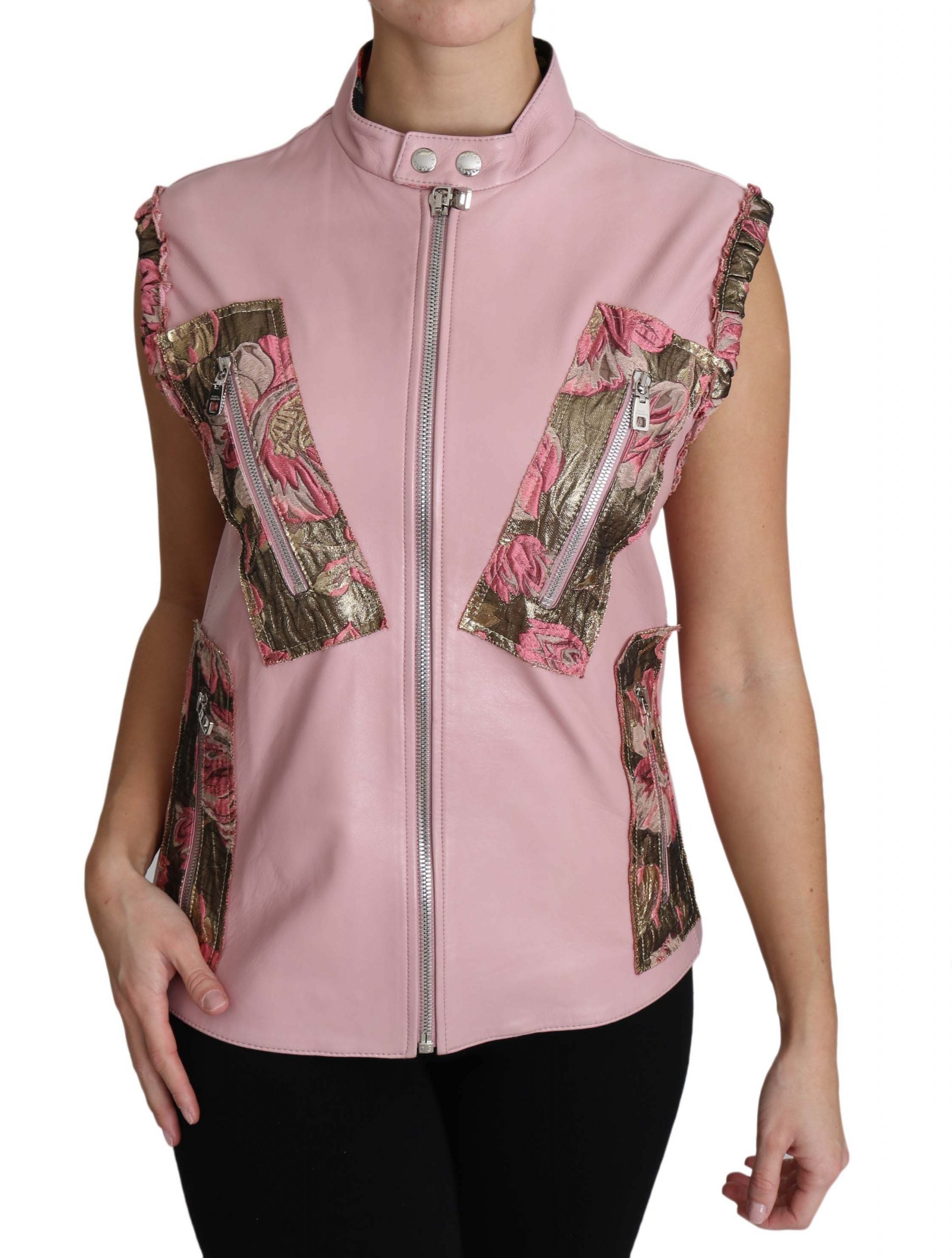 Stunning Pink Sleeveless Leather Vest