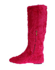 Elegant Pink Lambskin Fur Boots