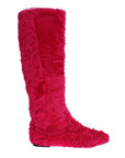 Elegant Pink Lambskin Fur Boots