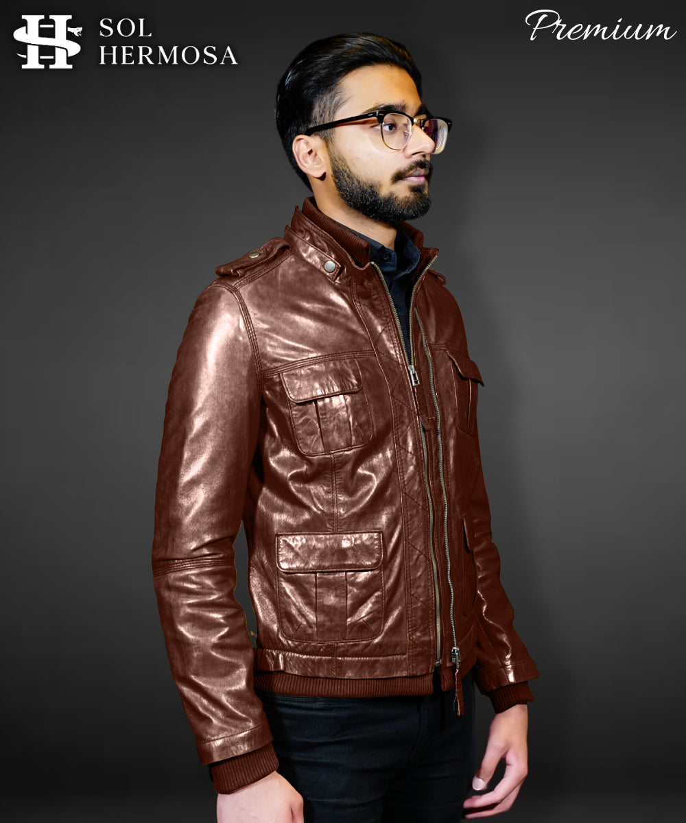 Men&#39;s Bomber Leather Jacket - Dean