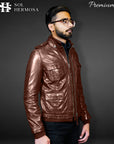 Men's Bomber Leather Jacket - Dean