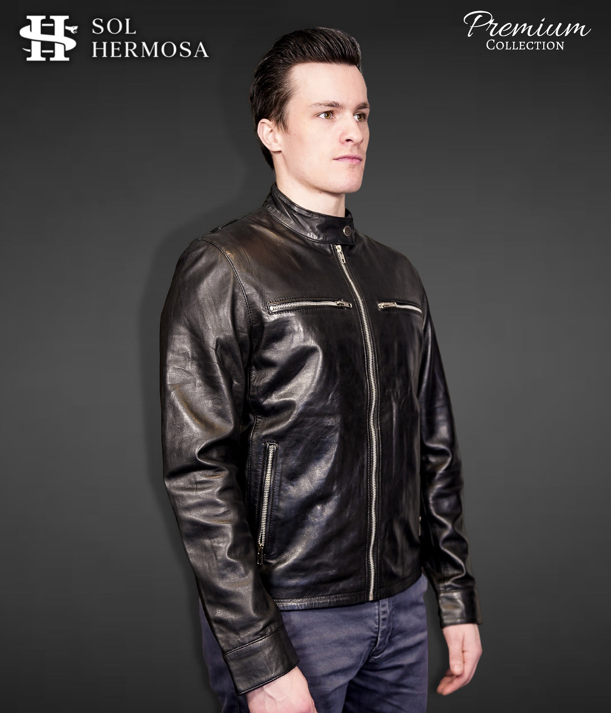 Men&#39;s Real Leather Jacket - Aether