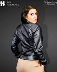 Women's Leather Biker Jacket - Metis