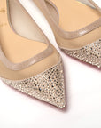 Silver Flat Point Toe Crystals Shoe