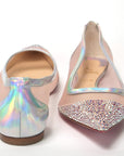Silver Rose Flat Point Crystals Toe Shoe
