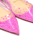 Hot Pink Suede Crystals Flat Point Toe Shoe