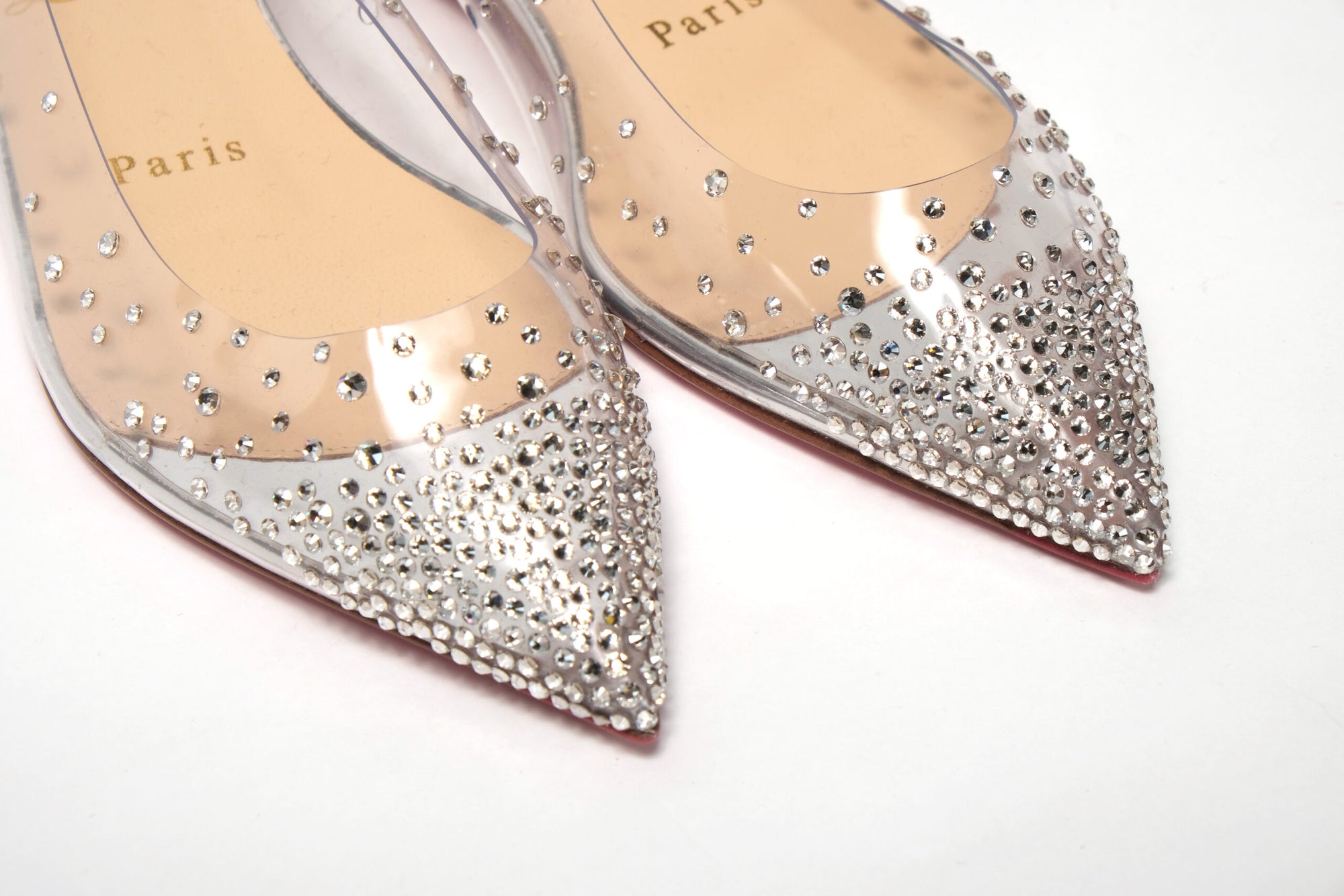 Silver Crystals Flat Point Toe Shoe