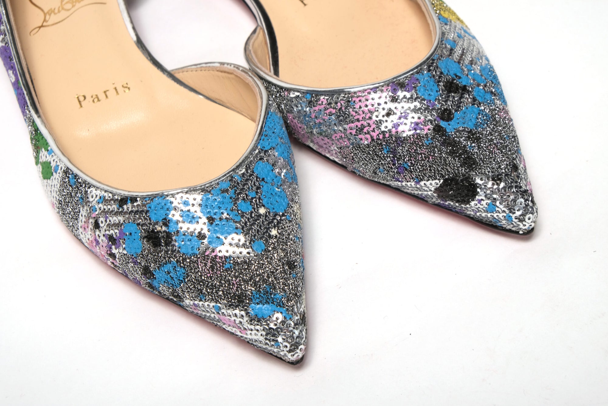 Multicolor Silver Flat Point Toe Shoe