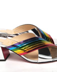 Silver Silver And Rainbow Stripe Mule Sandal