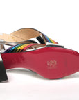 Silver Silver And Rainbow Stripe Mule Sandal