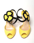 Yellow Black Peep Toe Flower Sandal