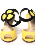 Yellow Black Peep Toe Flower Sandal