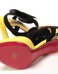 Yellow Black Peep Toe Flower Sandal