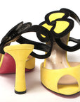 Yellow Black Peep Toe Flower Sandal