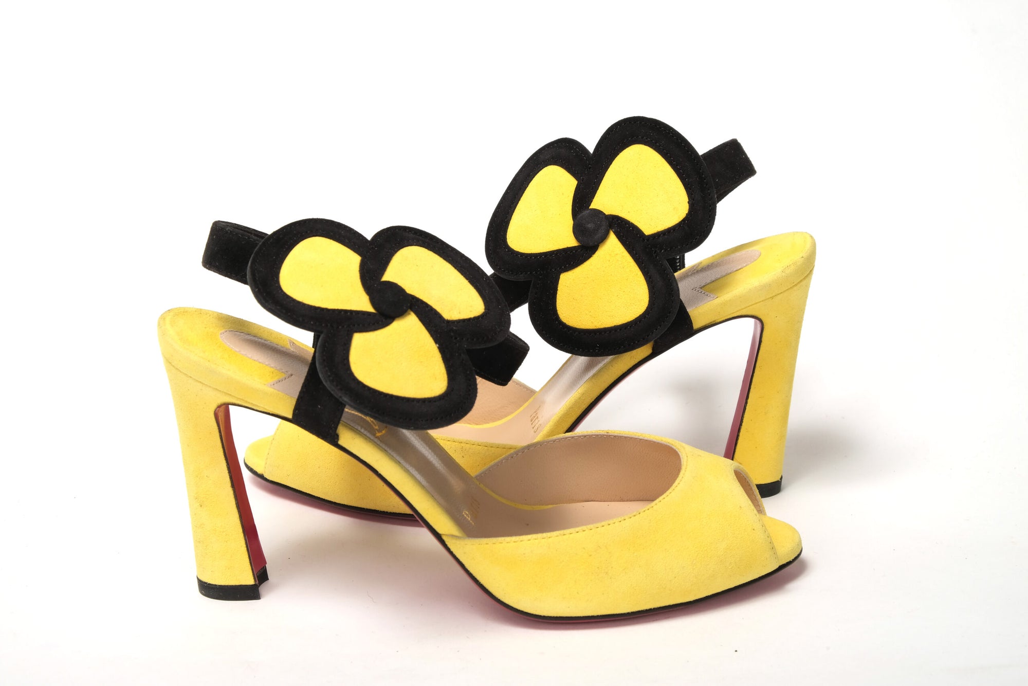 Yellow Black Peep Toe Flower Sandal